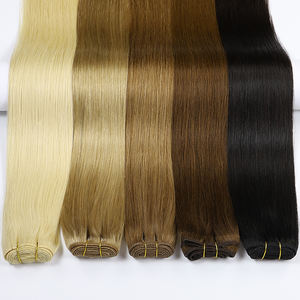 Extensions de cheveux humains Remy noirs 100% naturels, trame machine 24 pouces, extensions de cheveux européennes Genius Weft <span class=keywords><strong>avec</strong></span> clips - Product Image 1