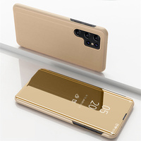 Coque de téléphone portable à rabat, étui miroir transparent avec support 5G pour Samsung Galaxy S22 Ultra