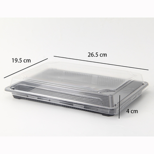 Recycling Cajas Para Disposable Takeaway Container Takeout Clear Lid Tray Boxes Black Plate Plastic Sushi Box