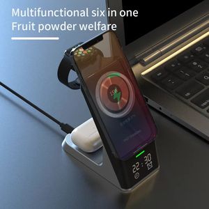 15W Fast Charger Multifunctional for 2025 With Clock 6 in 1 Wireless <b>Stand</b> <b>Phone</b> <b>Holder</b> Folding Design Desktop - Product Image 6