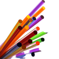 Tige ronde en acrylique, 24 pièces, 6mm OD 305mm L, ligne droite multicolore, bâton de barre en plastique solide PMMA, jaune, bleu, orange, vert, violet, rouge