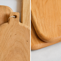 Natürliches Kirschholz Servierplatten-Set Mehrfach Geformte Runde und Rechteckige Holzplatten für Sushi Dessert Café Tischgeschirr