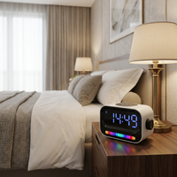 Speaker Audio LED RGB Mini Nirkabel dengan Jam, Tahan Air, Baterai USB Isi Ulang untuk Kamar Tidur, Pesta, dan Kompetisi