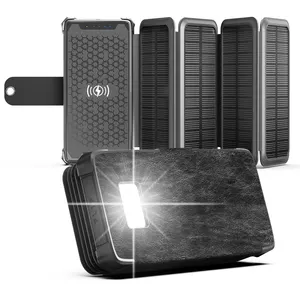 ES-B03 panneaux solaires pliants banque d'alimentation qi récepteur de charge sans fil universel 10w mini pd power bank