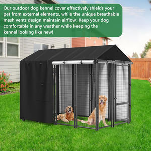 Outdoor Dog Kennel <b>Cover</b> Full Coverage with Transparent PVC <b>Window</b> and Breathable Mesh for Multiple Brands of Kennels Only <b>Cover</b> - Product Image 6