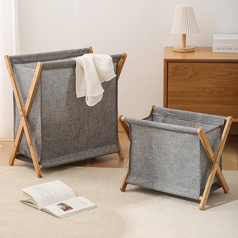 Large Capacity Foldable Solid Wood Laundry