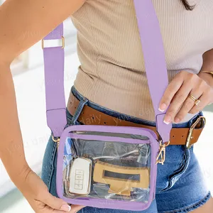 Sommermode durchsichtige Stadiontüte Großhandel durchsichtige quadratische Messenger-Tüte aus Pvc durchsichtige Crossbody-Tüte für Damen Mädchen