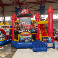 Huatong Pvc château rebondissant enfants thème de voiture rouge avec toboggan saut plein d'entrain dessin animé Combo maison de rebond gonflable pour les enfants