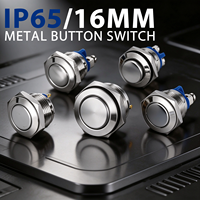 Mini-bouton poussoir rond momentané en acier inoxydable de 16 mm pour interrupteur d'alimentation PC, étanche IP65, 12V, pour modification d'ordinateur