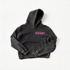 <span class=keywords><strong>Felpa</strong></span> con Cappuccio da Uomo <span class=keywords><strong>Vintage</strong></span> Lavata <span class=keywords><strong>Nera</strong></span> con Ricamo Rosa e Logo Personalizzato, Stile Casual e Vestibilità Ampia - Product Image 2