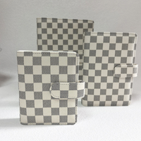 Carpeta de Anillas Perforada con Diseño de Tablero de Ajedrez, de Alta Calidad, para Planificador de Presupuesto, A5, A6, A7, con Sistema de Sobres y Cartera