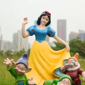 Life Size Fiberglass For Garden Decoration Mall Snow White And The 7 Dwarfs Sculpture