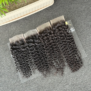 Seamless blend 2x6 4x4 5x5 6x6 100% Virgin Human Hair Natural Black Jerry curly 4x4 HD Lace Closure Mass wholesale - Product Image 4