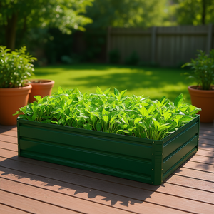 Bac à légumes surélevé vert de 40 pouces en bois pour légumes et fleurs, utilisation en extérieur - Product Image 2