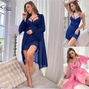 Sfy4104 Nueva Lencería Sexy para Citas Íntimas, Vestido Sensual de Encaje con Tirantes, Camisón Transparente de Malla para Mujer - Product Image 2