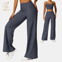 Pantalon de sport décontracté côtelé pour femme, taille élastique, effet push-up, coupe droite ample, extensible dans les quatre sens, idéal pour la course et le yoga