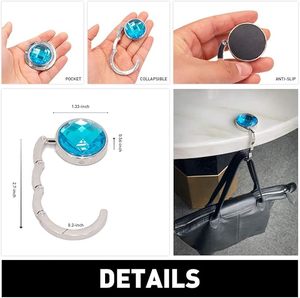 Gantungan Tas Lipat Berhias Berlian Imitasi, Penyangga Tas Wanita untuk Meja, Gantungan Tas Portabel - Product Image 2