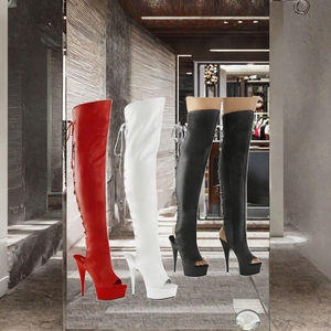 Chaussures à talons aiguilles de 15 cm pour femme, style gothique, sexy, fetish, pour boîte de nuit, soirée, danse exotique, pole dance, avec lacets au-dessus du genou, collection automne - Product Image 2