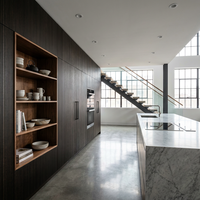 Cuisine Modulaire Certifiée CE, Écologique, Moderne et Minimaliste, Texture Bois Premium, Garantie 5 Ans pour Loft de Luxe, Prise en Charge OEM ODM