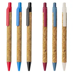Promozionale Logo personalizzato sughero penna, paglia di frumento porta a sfera per scrivania carta eco recycle penna nuova penna di sughero
