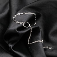 Bracelet minimaliste tendance en argent sterling 925, chaîne fine trombone, breloque anneau creux, bijoux quotidiens pour femme, idéal pour le bureau