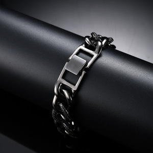 Pulsera de Cadena <span class=keywords><strong>Cubana</strong></span> con Incrustaciones de Diamantes de Imitación para Hombre y Mujer, Joyería de Cadena Dorada, Plateada y <span class=keywords><strong>Negra</strong></span> - Product Image 5