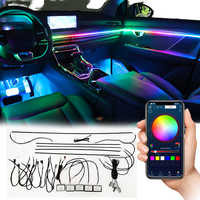 Lampe d'ambiance intérieure 18 lumières 64 couleurs Accessoires de voiture avec lumière d'ambiance acrylique LED cachée 12V Contrôle par application pour smartphone