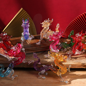 Adorno de dragón de cristal, cristal artificial, colección de colores rojo y dorado, decoración para el Año Nuevo Chino, regalo del Festival de Primavera - Product Image 3