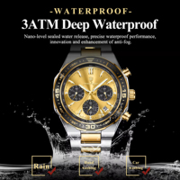 Montre chronographe à quartz pour homme Poedagar 697, cadran bleu, acier inoxydable, tachymètre, étanche, montre sport avec date