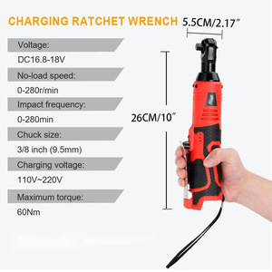 Chiave a Cricchetto Elettrica Senza Fili con Testa Quadrata da 3/8, Batteria al Litio Ricaricabile, Chiave Dinamometrica ad Angolo Retto di 90 Gradi, Utensile a Impatto - Product Image 3