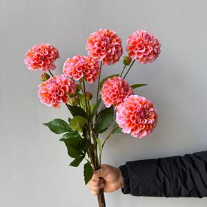 YOPIN-2813 Fleurs de <span class=keywords><strong>Dahlia</strong></span> artificielles en latex de haute qualité à toucher réaliste, rose vif, pour décoration de mariage - Product Image 2
