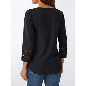 2025 à la mode femmes hauts reine 3/4 longueur manches col en V dentelle tunique habillé décontracté affaires tenues dames mode chandails - Product Image 3