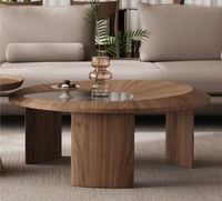 Ensemble de tables basses rondes minimalistes modernes avec insert en verre, tables d'appoint gigognes en bois de noyer pour salon, meubles de luxe