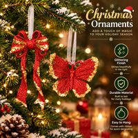 Weihnachtsbaum-Rentier-Schleifenkranz-Anhänger, Ornamente, Hängedekoration für Innenräume, Feiertage und Hochzeiten