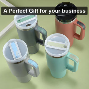 Gobelet isotherme personnalisé avec logo, 40 oz, en acier inoxydable, avec paille et poignée, pour voyage - Product Image 3