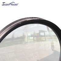 Ventana Redonda de Aluminio con Doble Acristalamiento, Personalizada, en Forma de Arco, Media Luna, Negra, para Casa o Villa
