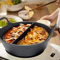 Marmite à fondue double saveur en fonte monobloc, non revêtue, commerciale, très efficace et pratique