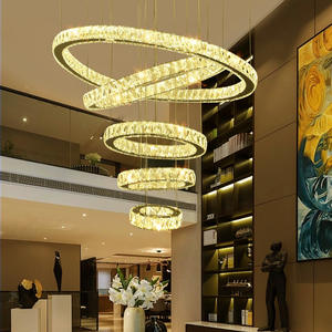 Zeal Lighting Anillo de cristal plateado Anillo LED Candelabros Accesorio Luz circular LED moderna utilizada para techo - Product Image 5