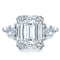 Cincin Solitaire Moissanite Potongan Emerald 8CT 10x12mm untuk Wanita, Perak Sterling 925 Berlapis Rhodium, Setting Prong, Bersertifikat GRA