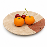 Plateau de service rond en travertin rouge beige NANWEI, deux tons, vente en gros personnalisée pour table à manger, décoration d'hôtel