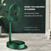 Ventilateur sur pied pliable 2 en 1, rechargeable par USB, hauteur réglable, ventilateur de bureau portable pour le bureau, la maison, la chambre, l'extérieur et la voiture