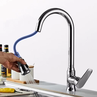 Vente en gros de robinet extractible en laiton chromé mélangeur d'évier à trois fonctions robinets de cuisine pour mitigeur d'eau chaude et froide