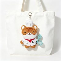 Porte-clés en peluche personnalisé Ours Chef, mini animal en peluche doux, breloque de sac, logo personnalisé disponible, OEM ODM