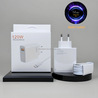 Chargeur Super Rapide Mi Turbo Charge 120W MAX avec Affichage pour Xiaomi Note10pro, 17, 16 Pro/11Ultra avec Câble USB Type C 6A
