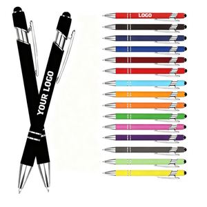 Soft Cover Promotional Metal Rubberized Ballpoint <b>Pen</b> Aluminum Touch <b>Stylus</b> <b>Pens</b> <b>With</b> Custom Logo - Product Image 1