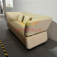SPARKLE Chesterfield Stoffsofa mit Holzrahmen Luxuriöses Modernes Wohnzimmer-Sofa-Set für 3 Personen Hotelnutzung