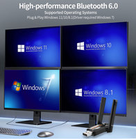 BT616 Bluetooth 6,0 Adaptador Transmisor de audio inalámbrico Receptor USB Dongle para auriculares Altavoz Windows 8,1/10/11 Driver Free