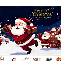 Calendrier de l'Avent de Noël en gros, boîte surprise à 24 compartiments, en papier couché, plateau en plastique recyclable, boîtes magnétiques