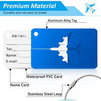 Étiquettes à bagages personnalisées, logo gravé au laser, impression, alliage d'aluminium, étiquette à bagages pour avion, étiquettes de sac à main de voyage portables avec anneau en fil métallique