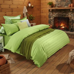 カラーサテンストライプ4点寝具セット 高級ホテル品質 ソフトで快適なベッドシーツセット - Product Image 5